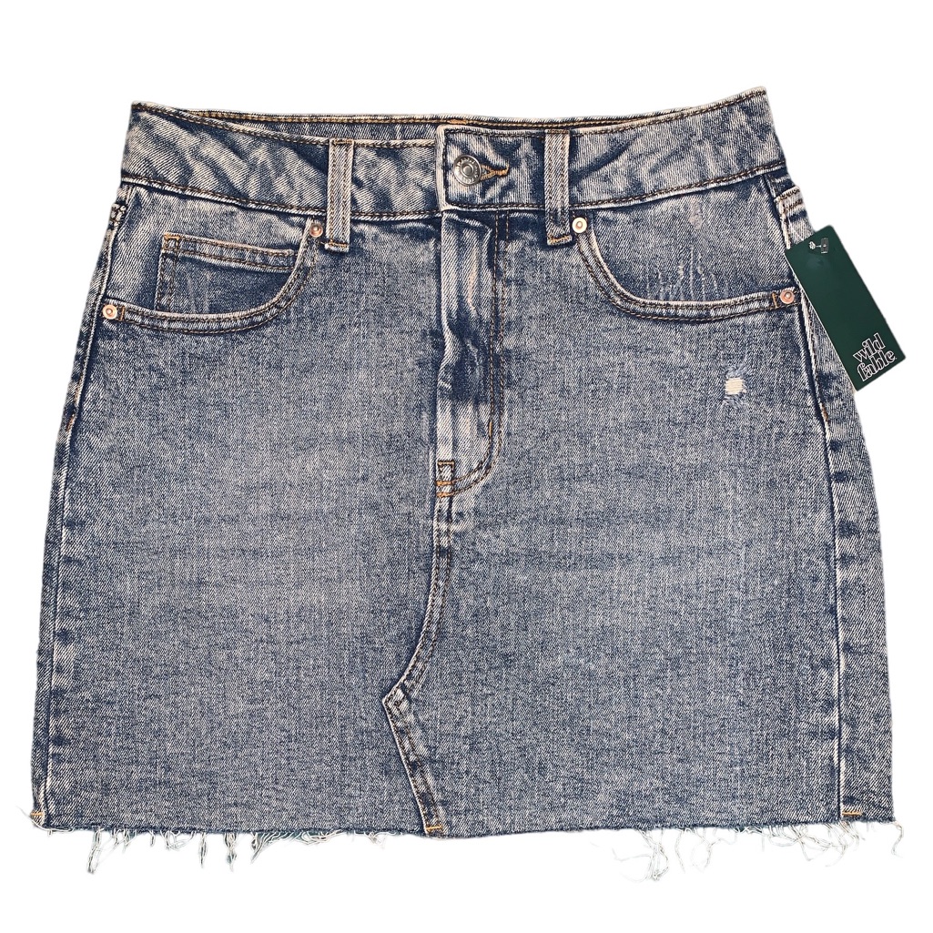 Wild Fable, Acid Wash, Denim Pencil Skirt, Orange Stiching, Size 6 Women’s Nwt